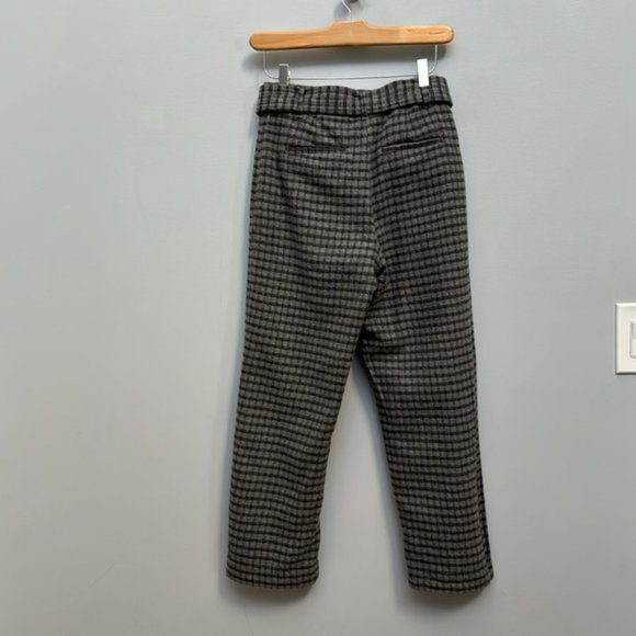 Aritzia Wilfred Grey Plaid Front Tie Wool Lined Pants Size 4 - Picture 4 of 10